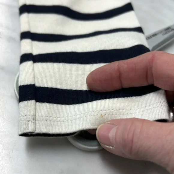 Sezane Navy and Cream Striped Long-Sleeve Button-Side Top - Picture 15 of 16